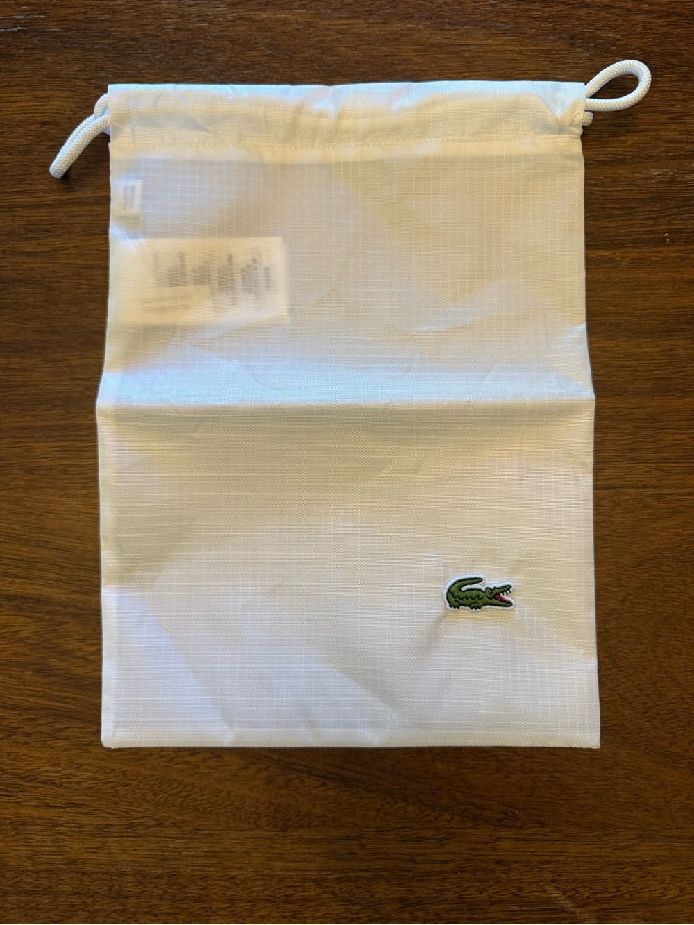 NEW Lacoste White Drawstring Toiletry Pouch/Swimsuit Bag